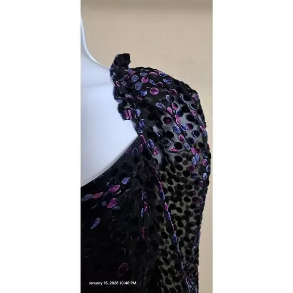 Revolve ASTR Isolde One Shoulder Bodysuit Top Velvet Dot Ruffle Sz S Party Event - Picture 5 of 11